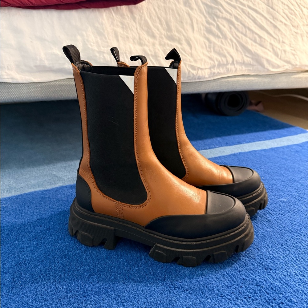 Ganni Leather Chelsea Boots